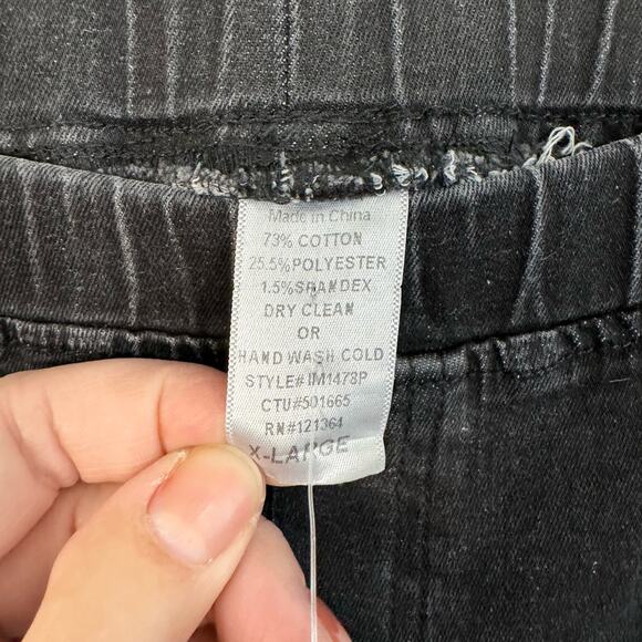 GALINA'S Denim Jeggings Womens XL Jean Pull On Raw Hem Studded Slit Black NWT - Picture 8 of 9